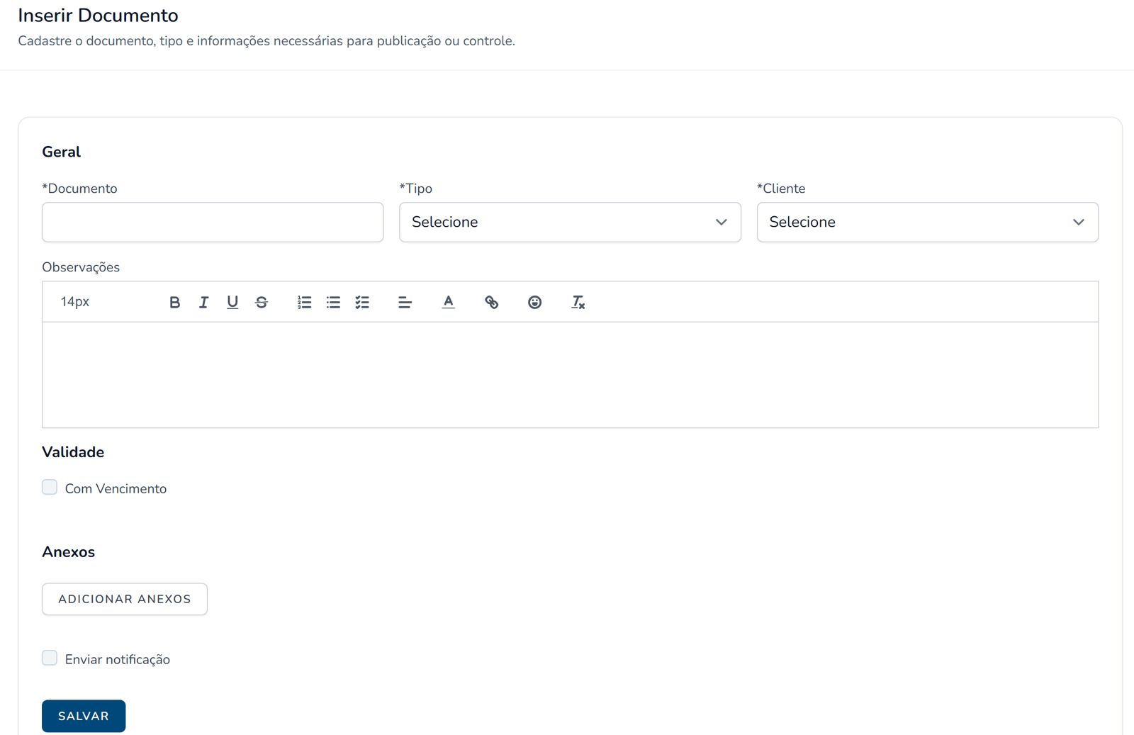 Avisos de vencimento de documentos na VonBox